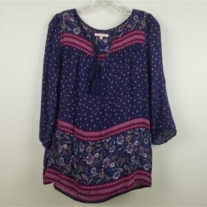 Skies are Blue | Peasant floral top, Size M